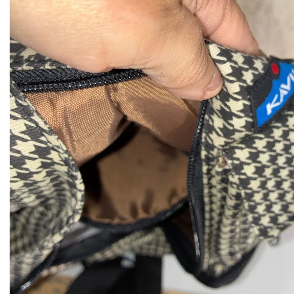 KAVU Black Houndstooth Rope Bag - OS - Sling Backpack Outdoor Gorpcore Preppy